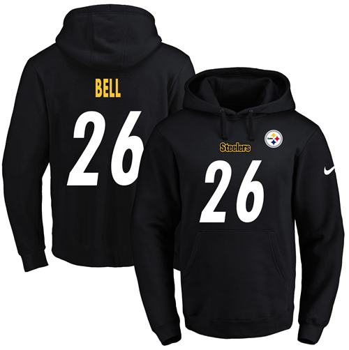 Nike Steelers #26 Le'Veon Bell Black Name & Number Pullover NFL Hoodie - Click Image to Close